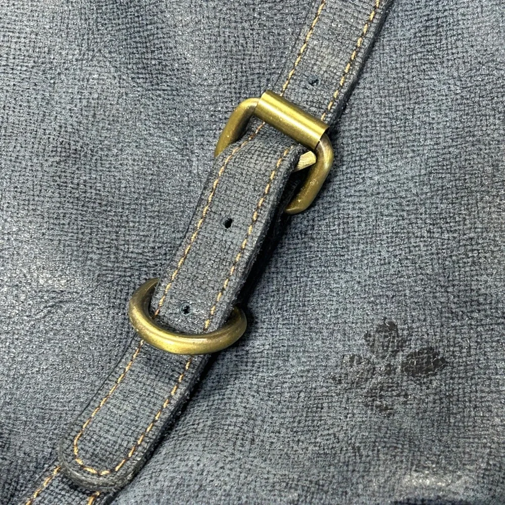 Patricia Nash Leather Hobo‎ Shoulder Bag Slouchy Buckle Straps Textured Blue